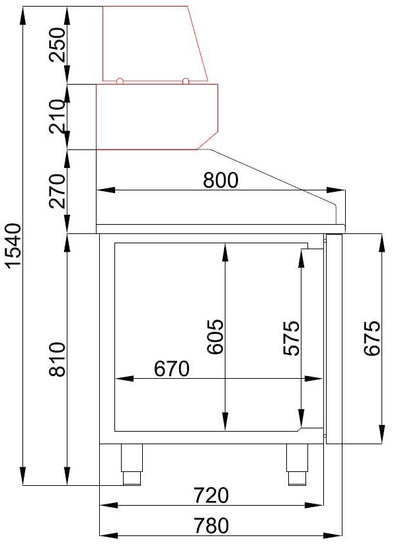 PIZZA COUNTER 2 DOORS 5 DRAWERS