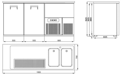 BEER COUNTER 2 DOORS 2R
