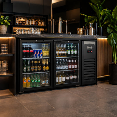 BACKBAR COOLER 2 GLASS DOORS BLACK