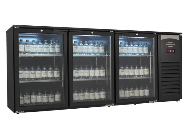 BACKBAR COOLER 3 GLASS DOORS BLACK