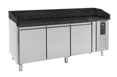 PIZZA COUNTER 3 DOORS BLACK GRANITE WORKTOP