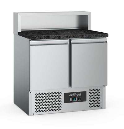 PIZZA COUNTER 2 DOORS 5x1/6GN CONTAINER BLACK GRANITE WORKTOP