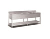 Rustfrit stålbord m. 3 vaske & underhylde, 60-70 cm - NordeleGastro