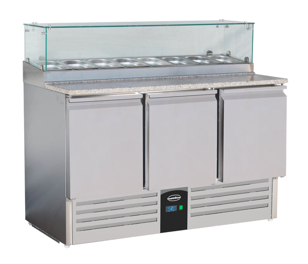 Pizza preparation counters