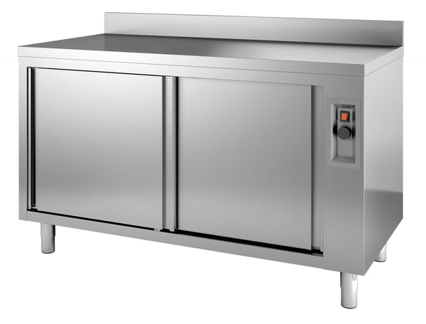 Heated cupboards with backsplash