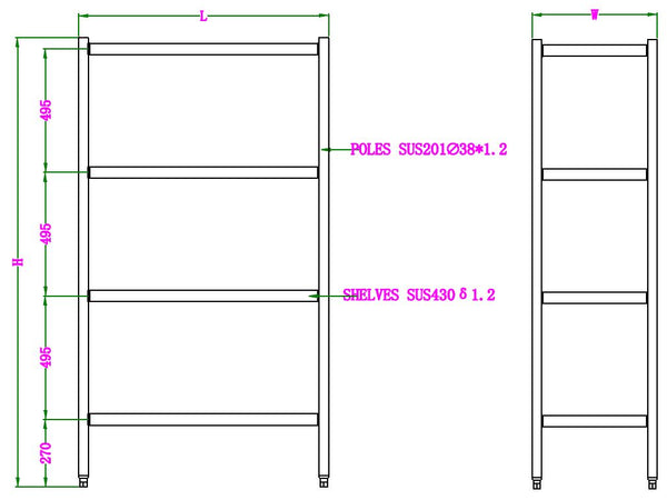 SS shelf units