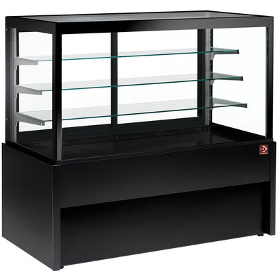 Panoramic display counter, heated, 4 levels, without storage room - BLACK