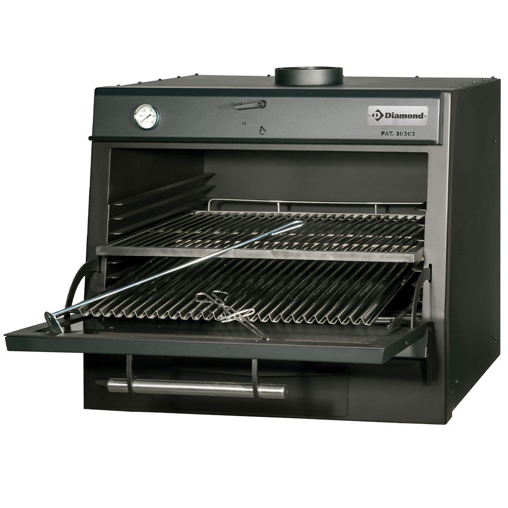 Charcoal oven-BBQ, GN 1/1 + GN2/4 (75 Kg/h)/Black