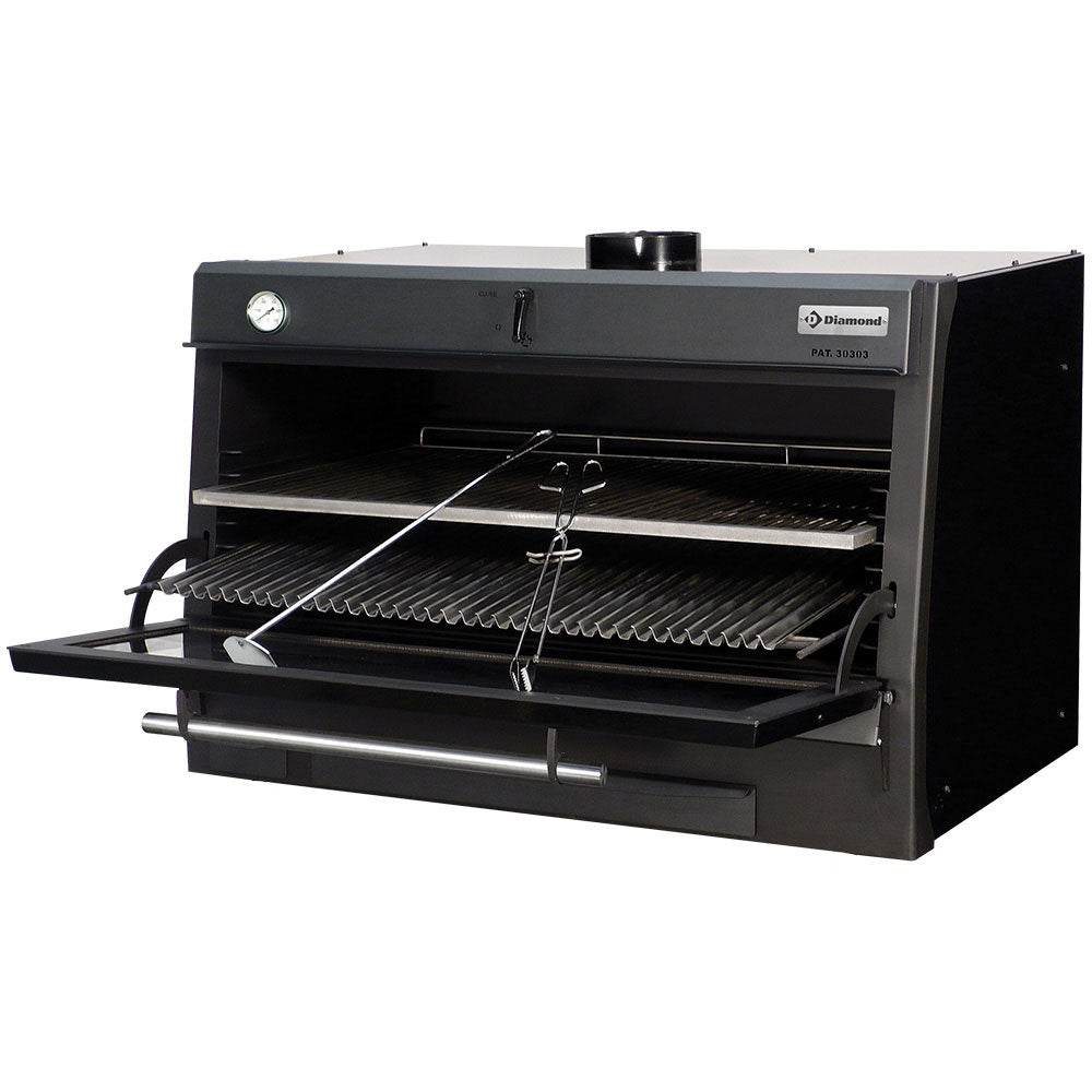 Charcoal oven-BBQ, GN 2/1 + GN1/1 (120 Kg/h)/Black