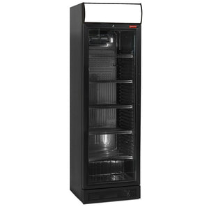 Ventileret display positiv T° 380 l., sort, med lysboks