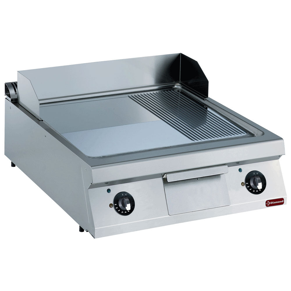 Elektrisk stegeplade 2/3 flad og 1/3 ribbet forkromet -TOP-