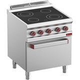 Elektrisk komfur vitrokeramik 4 kogeplader, ovn GN 2/1 med elektrisk grill