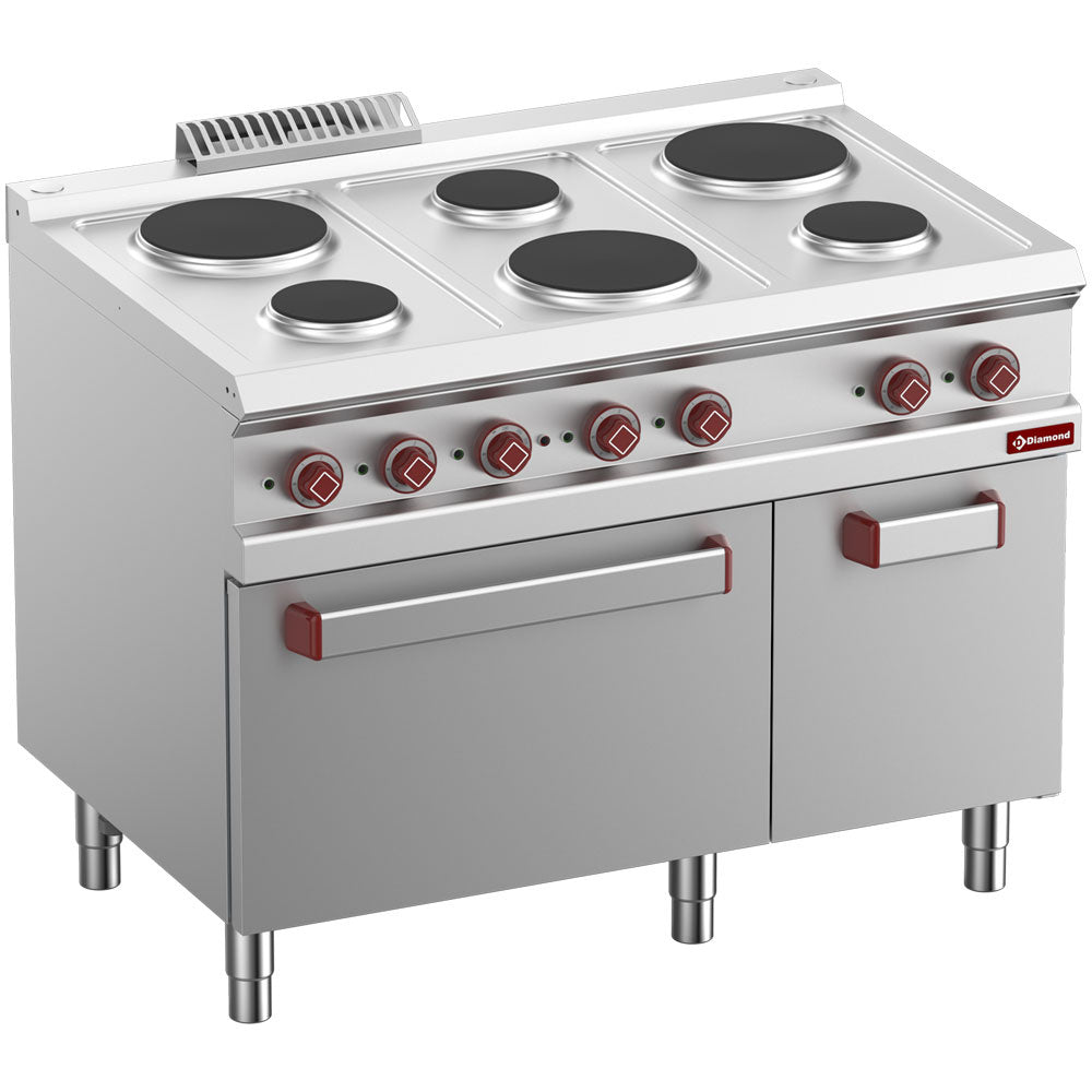Kogeplader x 6, elektrisk ovn GN 2/1 og grill og neutralskab GN 1/1