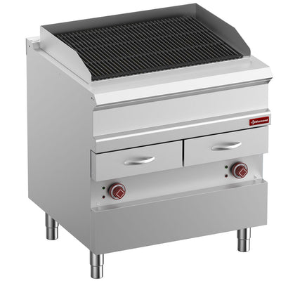 Elektrisk dampgrill, modul 1/1, rist i støbejern "dobbeltsidet"
