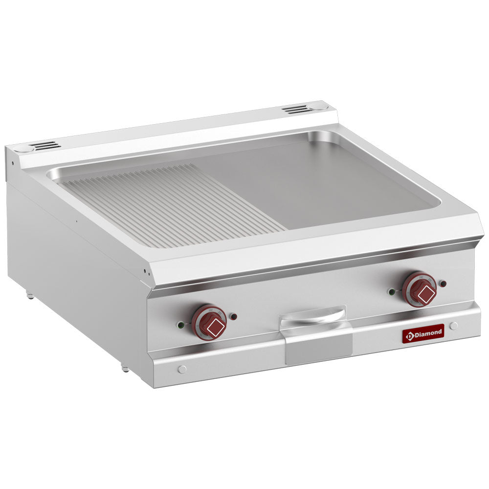 Elektrisk stegeplade 1/2 glat og 1/2 ristet, modul 1/1 -Top-