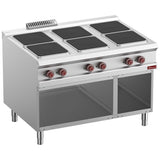 Electric stove, 6 plates on open cupboard
