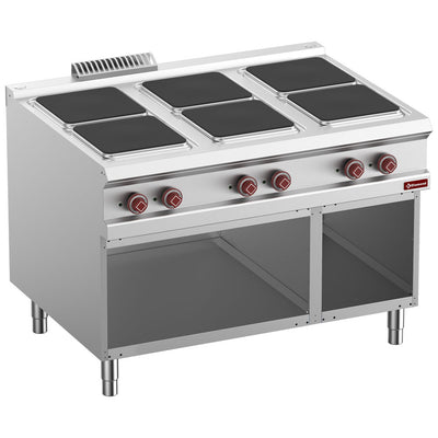 Electric stove, 6 plates on open cupboard