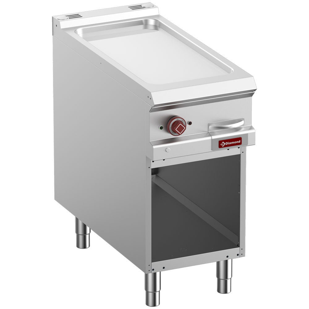Smooth elec fry top, chrome-plated, mod.1/2, open cupboard