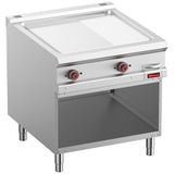 El. fry top 2/3 smooth & 1/3 grooved, chrom., mod.1/1, open cupboard
