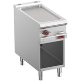Grooved electric fry top, module 1/2, open cupboard