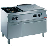 Stove 2 fires, cast-iron plate, gas oven GN 2/1, neutral cupboard