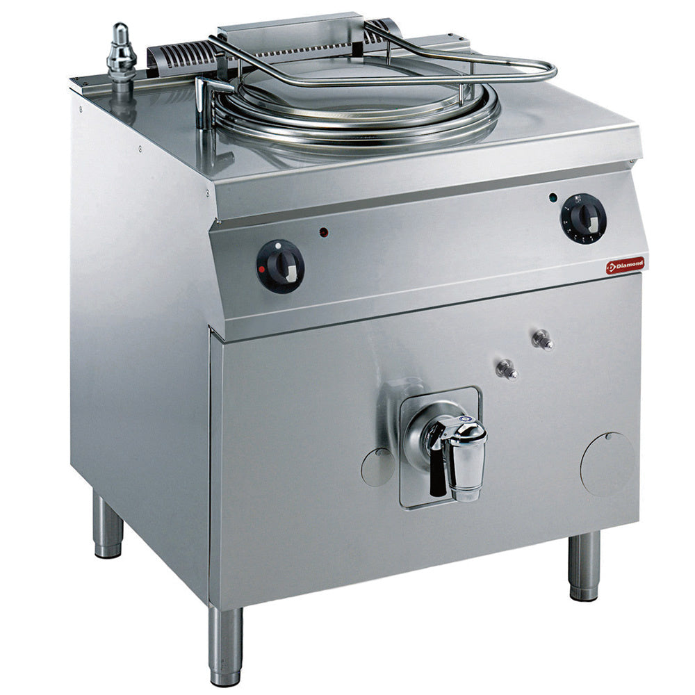Gas rounded kettle, 60 liters, indirect heating, on board