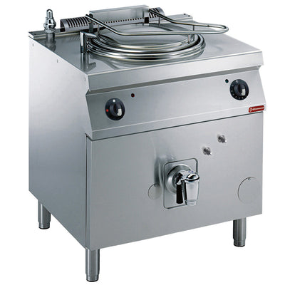 Gas rounded kettle, 60 liters, indirect heating, on board