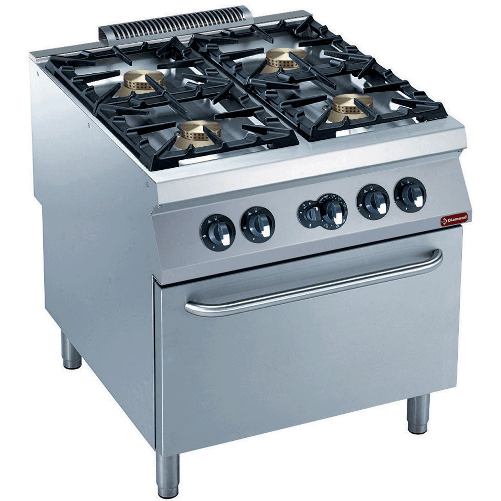 Cooker 4 burners, gas oven GN 2/1 