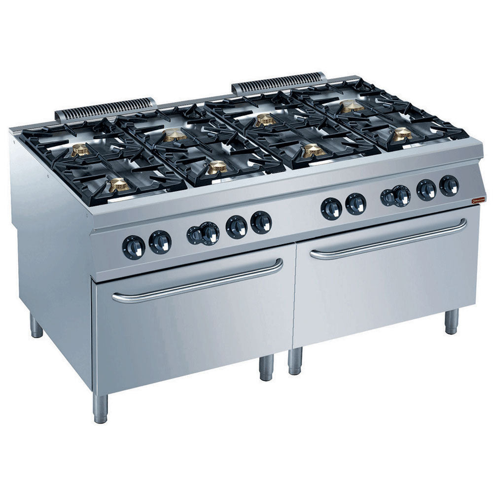Cooker 8 burners, 2 gas ovens GN 2/1