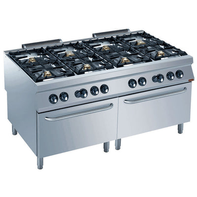 Cooker 8 burners, 2 gas ovens GN 2/1