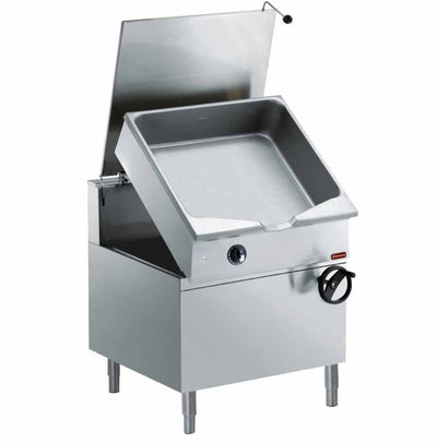 Tumbling gas frying pan, "Duomat" basin 80 liters, on cupboard