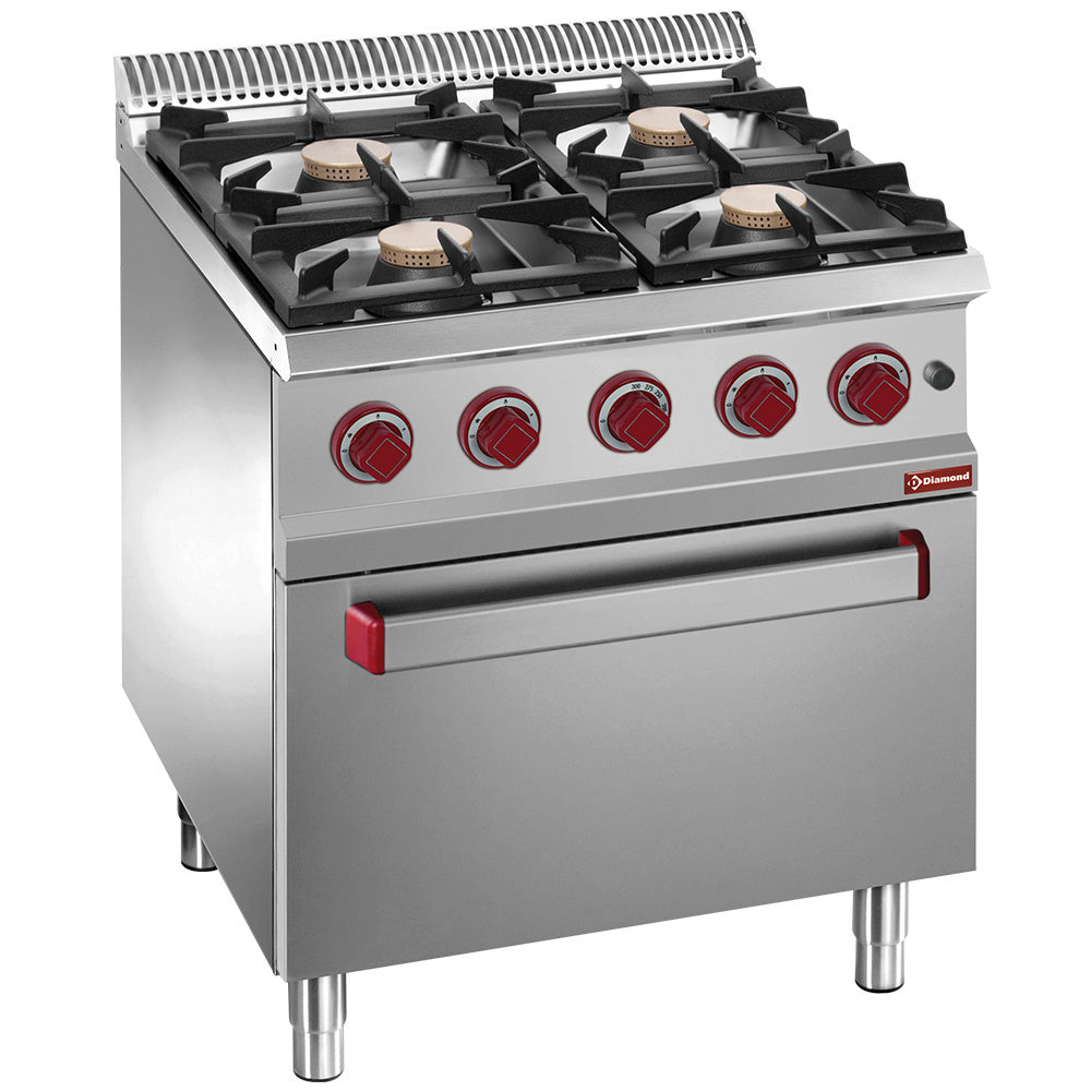 Gas range 4 burners, electric oven GN 2/1