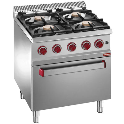 Gas range 4 burners, electric oven GN 2/1
