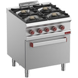 Gas range 4 burners, electric convection oven GN 1/1