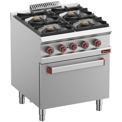 Gas range 4 burners, electric convection oven GN 1/1