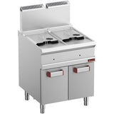 Gas fryer 2 tanks 14 liters on cupboard