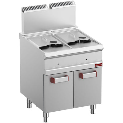 Gas fryer 2 tanks 14 liters on cupboard