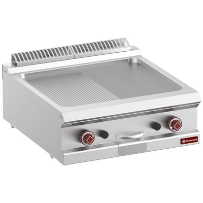 Gas stegeplade 1/2 glat og 1/2 ristet, modul 1/1 -Top-
