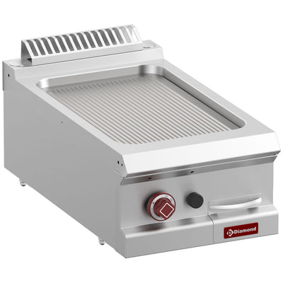 Gas ribbed fry top, module 1/2  -Top-