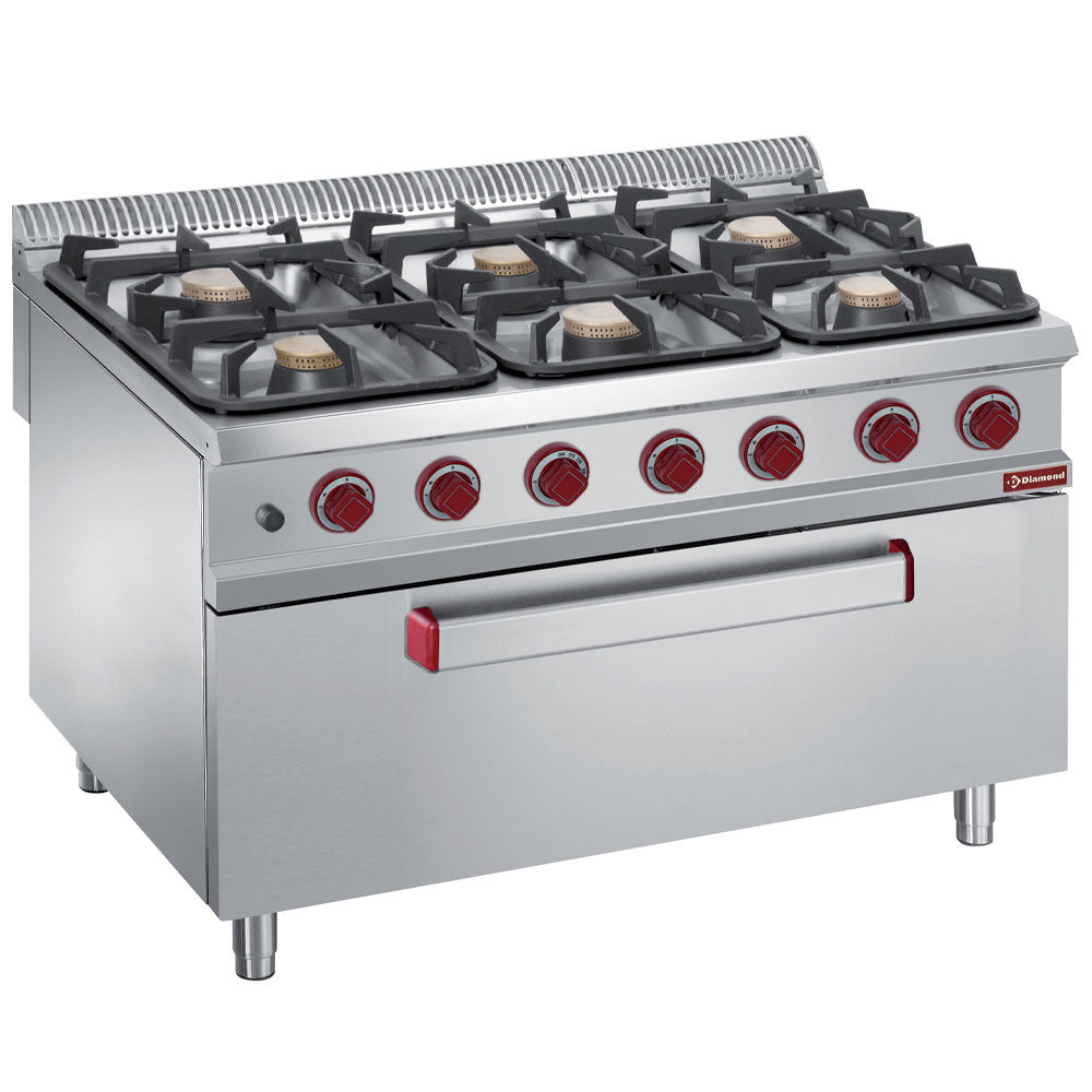 Stove 6 burners on MAXI gas oven