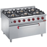Stove 6 burners on MAXI gas oven