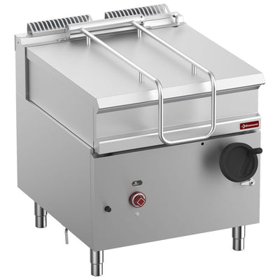 Vippende gas stegepande, rustfrit stål tank 80 liter, på skab