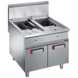 Gas fryer 2 tanks 18 liters (2x 18 kW) on closed cupboard