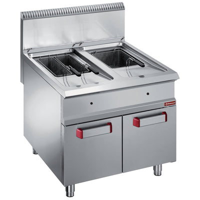 Gas fryer 2 tanks 18 liters (2x 18 kW) on closed cupboard