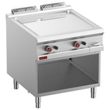 Smooth gas fry top, chrome-plated, module 1/1, open cupboard