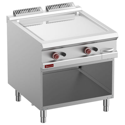 Smooth gas fry top, chrome-plated, module 1/1, open cupboard