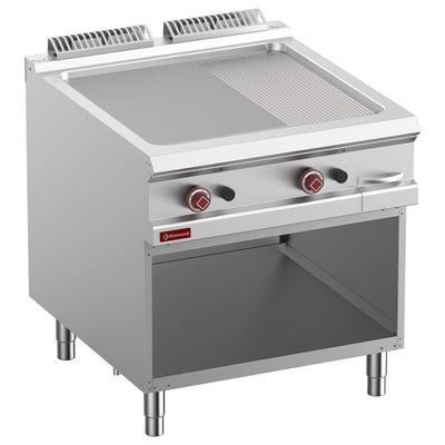 Gas fry top 2/3 smooth & 1/3 grooved, module 1/1, open cupboard