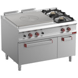 Solid top gas stove, 2 burners, GN 2/1 oven, closed neutral cupboard