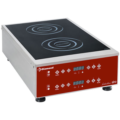 Induktionskogeplade dobbelt zone (2x 3500 watt), kapacitive knapper, 400x700x190 mm (IND-2F35/70D-SPE)