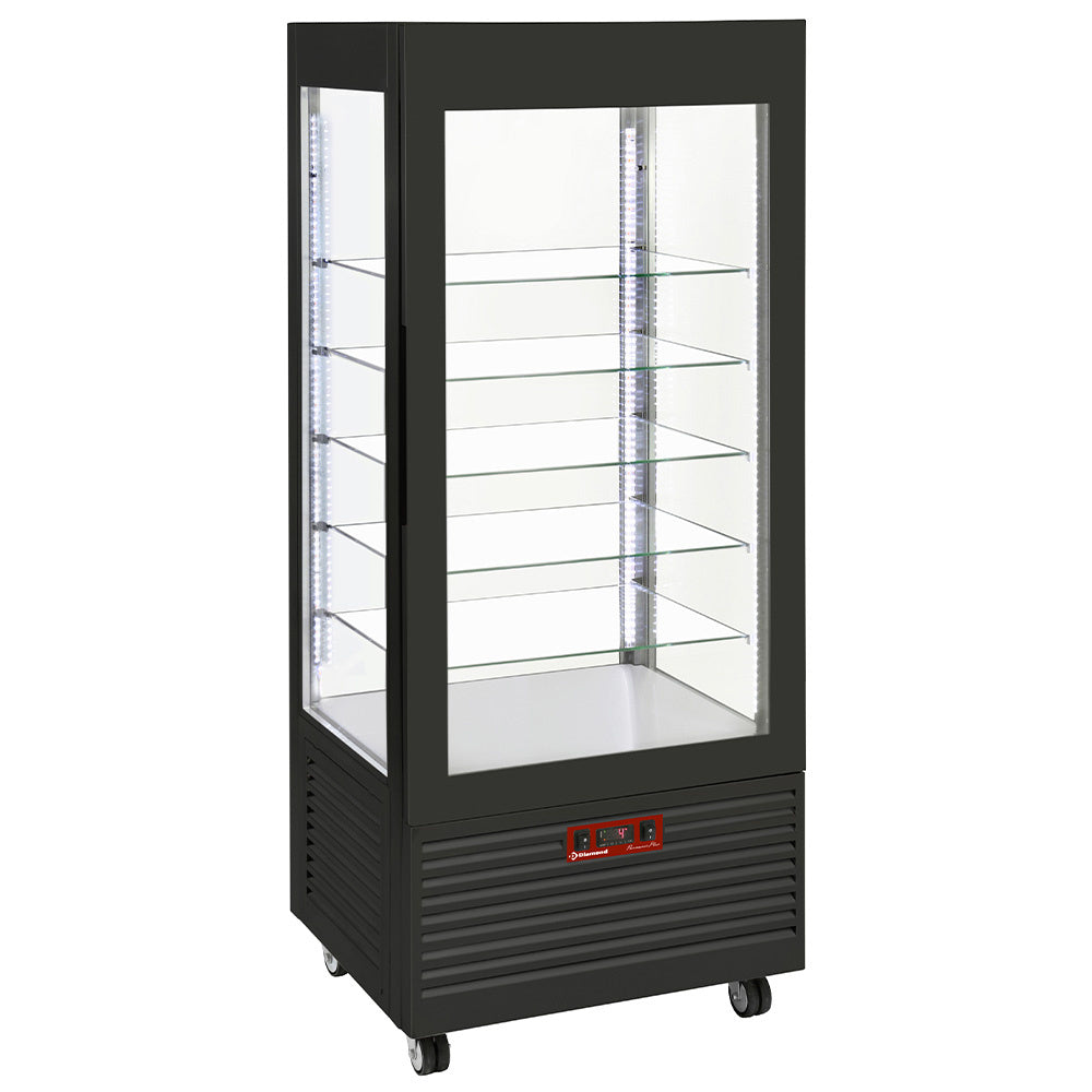 Display 4 sides T° negative, 5 glass shelves, ventilated, 480 Lit, BLACK